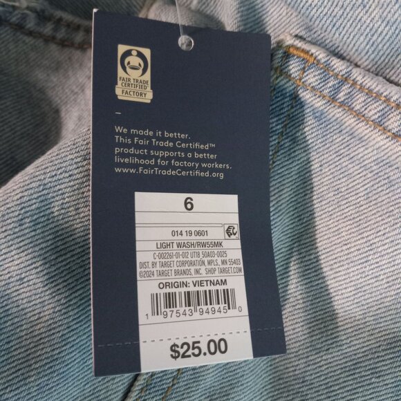 Universal Thread Size 6 Shorts Womens Light Wash Denim Jean Recycled Cotton NEW - Picture 7 of 10